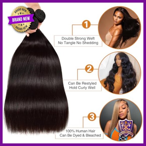 Brazilian Straight Human Hair Extensions 4 Bundles 24-30 Inch Virgin Hair